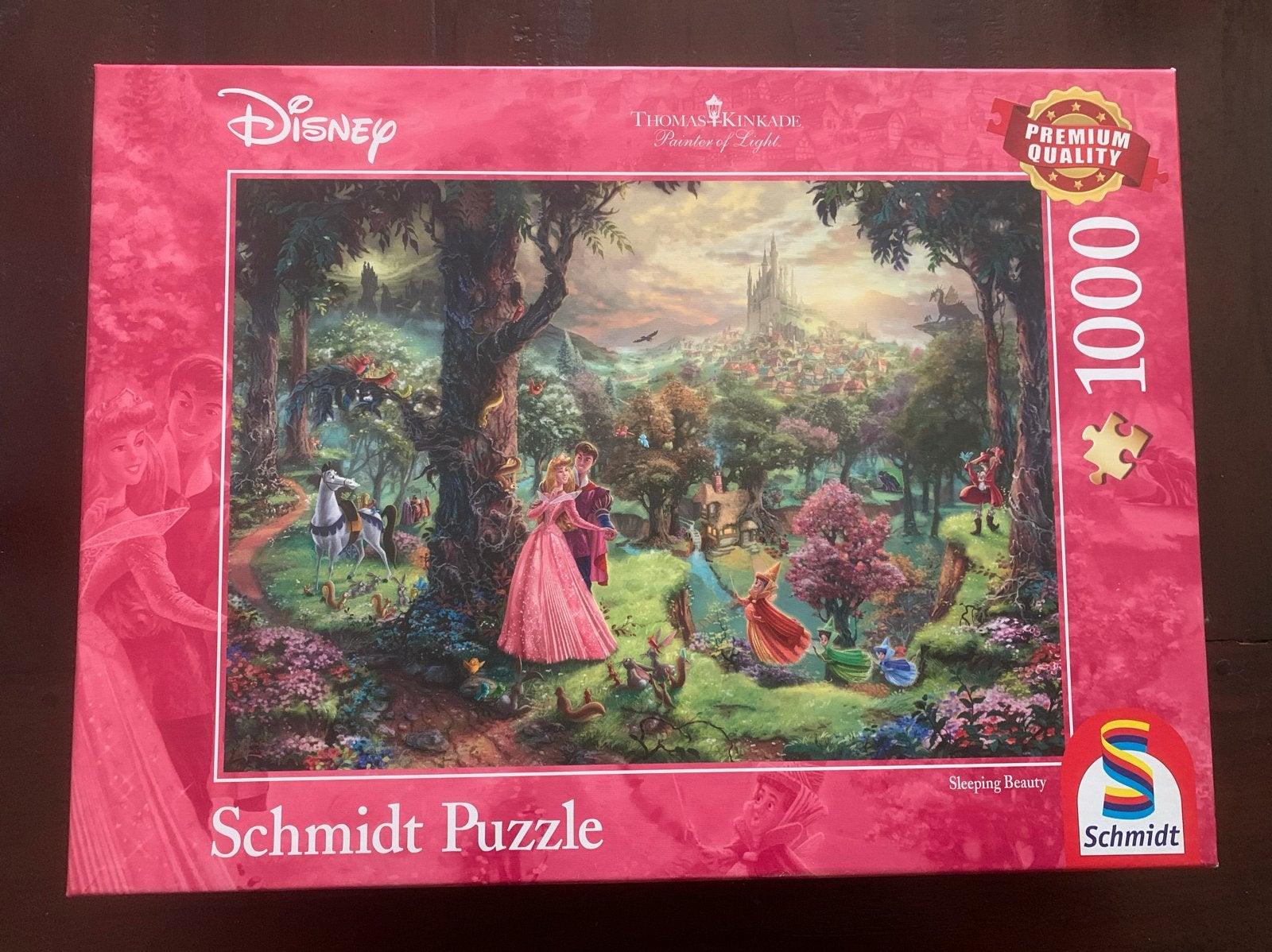 Schmidt Disney Thomas Kinkade Doornroosje Legpuzzel 1000 stu, Ophalen of Verzenden, 500 t/m 1500 stukjes, Zo goed als nieuw, Legpuzzel
