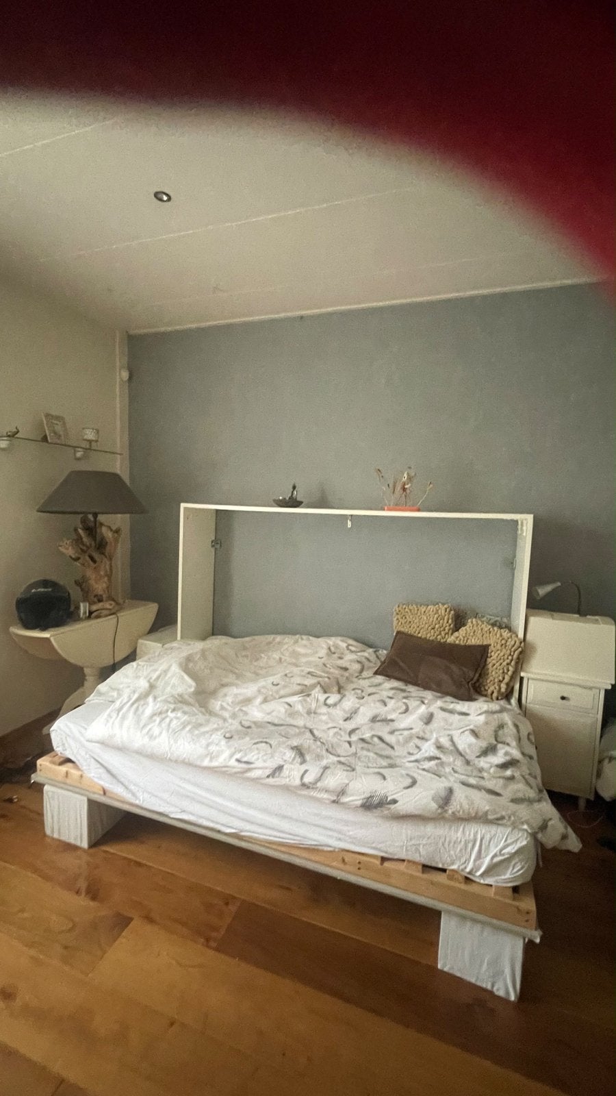 Opklapbed met lattenbodem - Ideaal voor kleine ruimtes, Ophalen, Wit, Tweepersoons, 140 cm