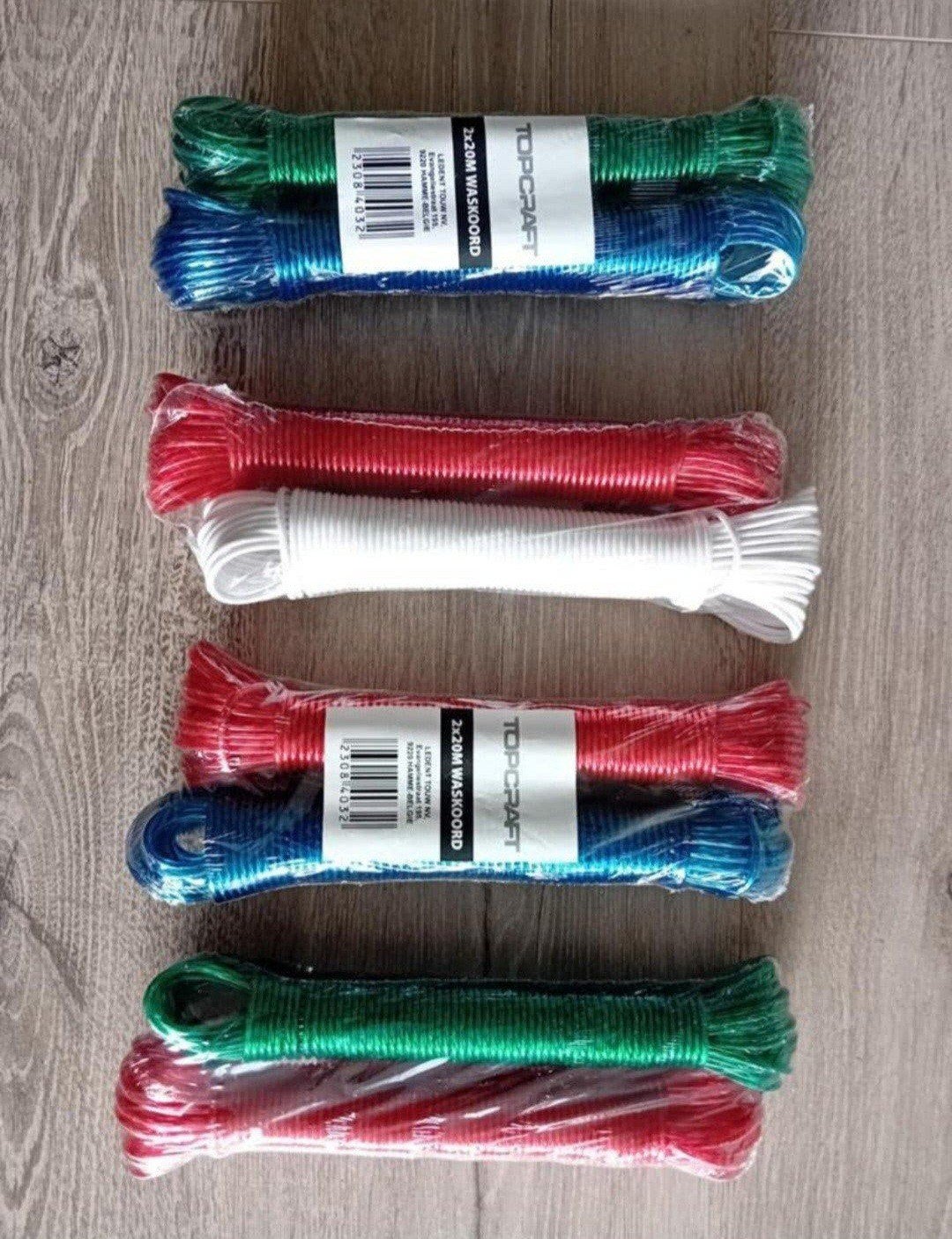 Waslijndraad Geschikt Voor Binnen En Buiten. 2x 20 meter., Ophalen, Nieuw, Wasrek