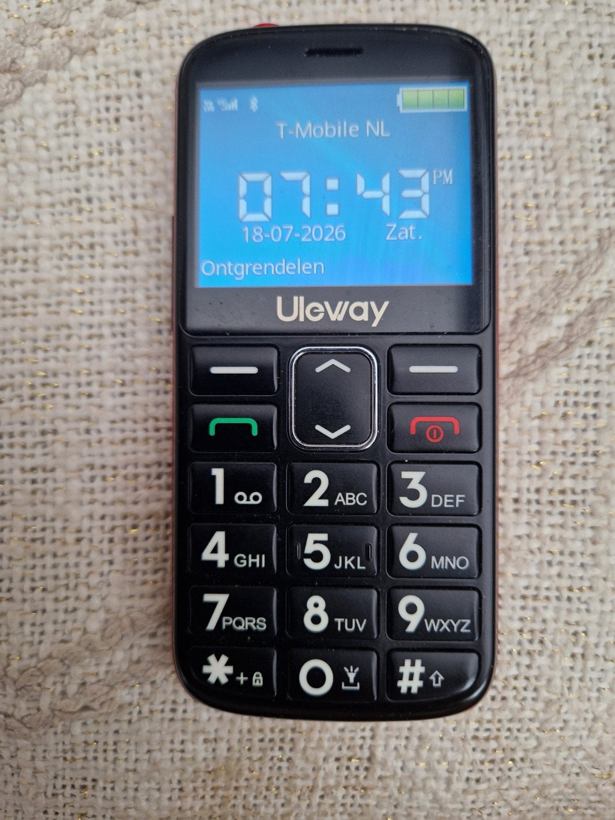 Uleway Senioren 4G Telefoon Zwart met Oplaadstation, Telecommunicatie, Ophalen of Verzenden, Klassiek of Candybar, Zonder simlock