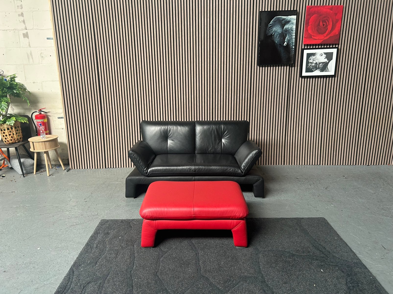 GRATIS LEVERING Montel Bank + Poef Leer 161X72 GEREINIGD, 150 tot 200 cm, Ophalen of Verzenden, Zo goed als nieuw, Rechte bank