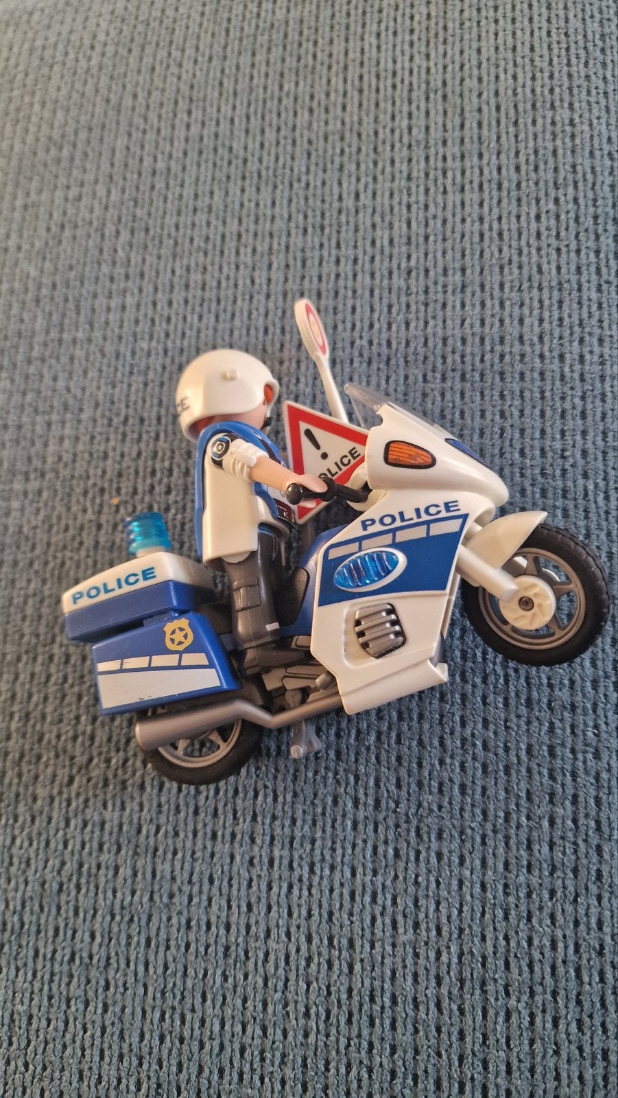 Playmobil Politie Motor met Agent en Verkeersbord, Ophalen of Verzenden, Gebruikt