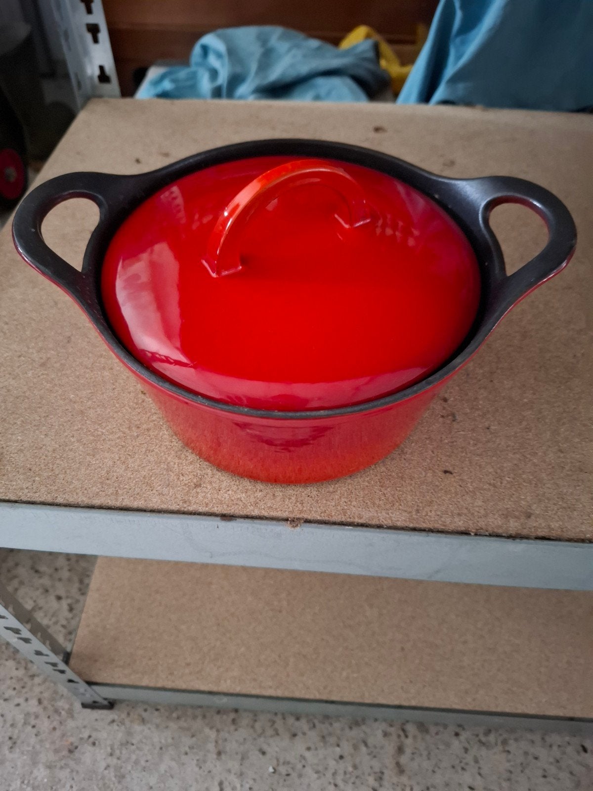 Rode gietijzeren braadpan met deksel - 20 cm, Gebruikt, Met deksel, Ophalen of Verzenden, Overige merken