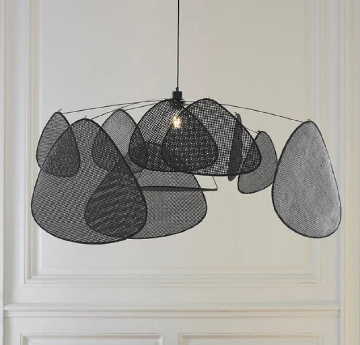 MARKET SET hanglamp Screen XXL, zwart, rotan, Ophalen, Zo goed als nieuw, Overige materialen, E27 (groot)