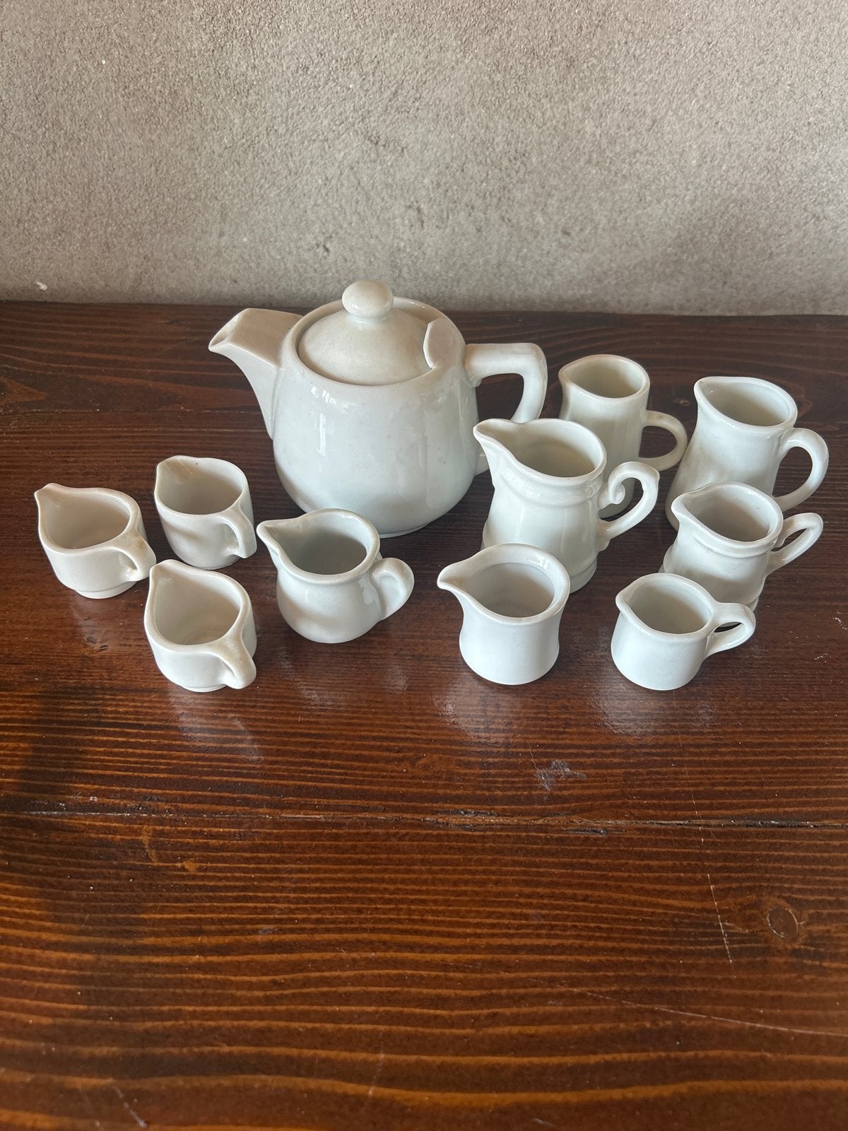 Brocante Melkkannetjes en Theepot Set, Ophalen of Verzenden