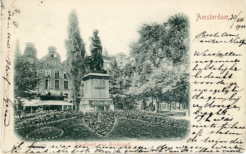 AMSTERDAM – Rembrandtplein met standbeeld 1900 (VK709), Verzenden, Voor 1920, Gelopen, Noord-Holland