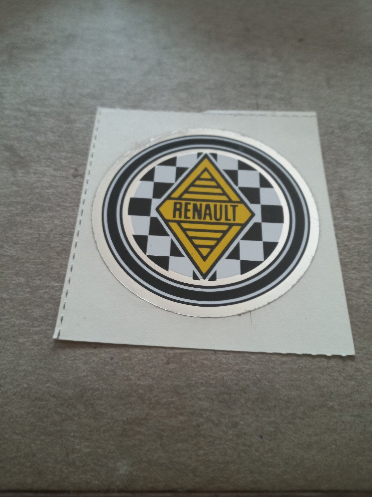 Vintage Renault Logo Sticker - Zwart/Geel Geblokt Design, Verzamelen, Ophalen of Verzenden