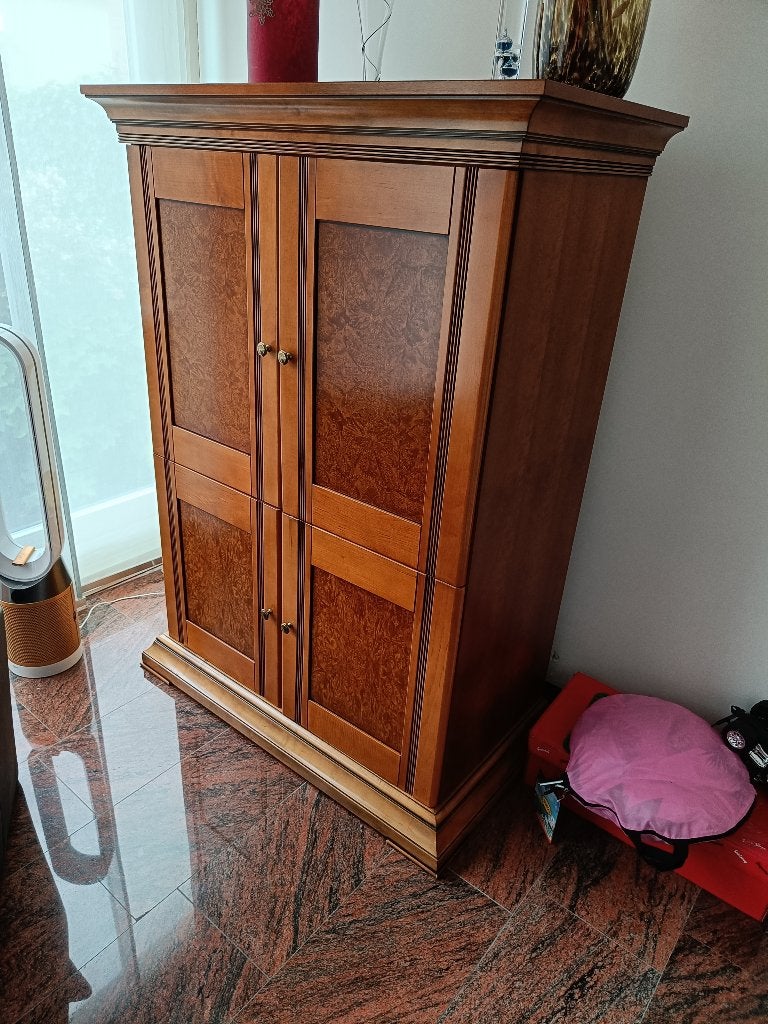 (TV) Kast van kersenhout met wortelnotenhout, Ophalen, Gebruikt, 100 tot 150 cm, Klassiek