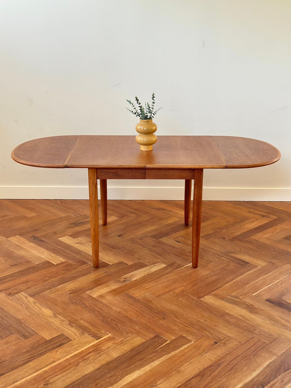 Vintage eetkamertafel Deens hout jaren 50/60/70, Huis en Inrichting, Tafels | Eettafels, Ophalen, Gebruikt, 150 tot 200 cm, Eikenhout