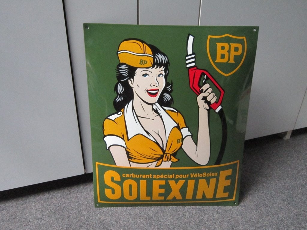 SOLEXINE BP EMAILLE RECLAMEBORD, Ophalen, Zo goed als nieuw, Reclamebord