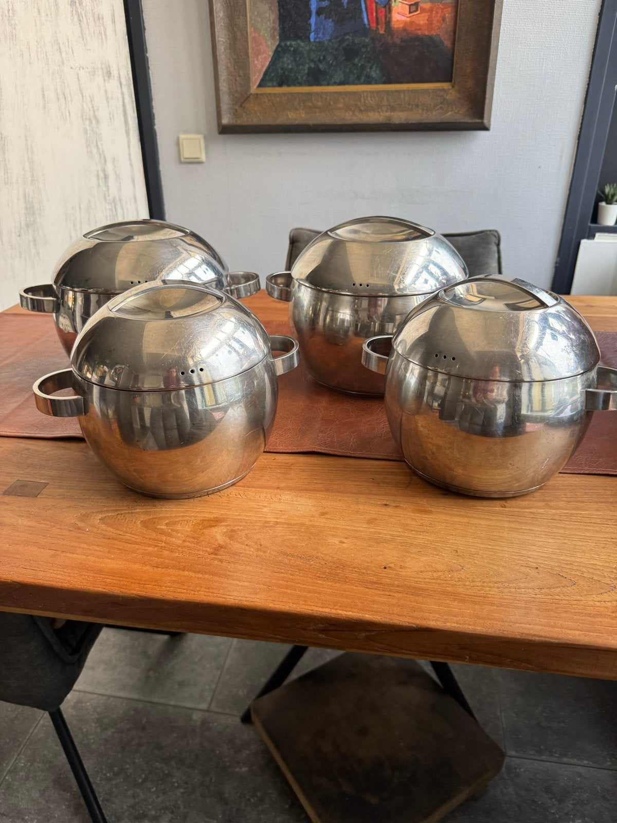 Set van 4 IKEA roestvrijstalen pannen OPHALEN, IKEA, Zilver, Ophalen of Verzenden, Metaal