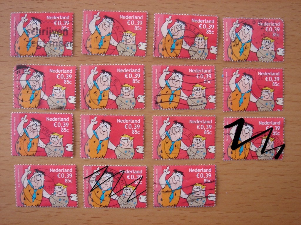 2001 Cartoons NVPH 1995 - 13x The Flintstones, Postzegels en Munten, Ophalen of Verzenden, Na 1940, Gestempeld