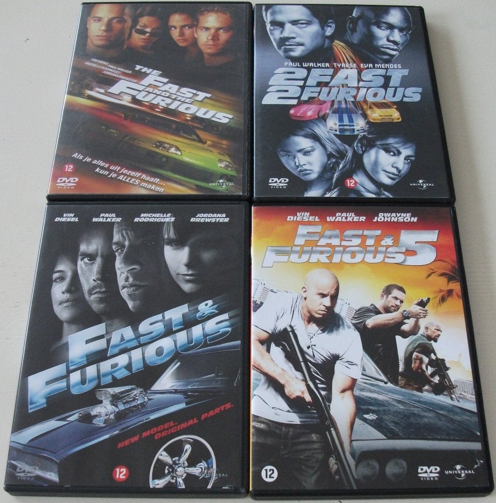 Dvd *** FAST & FURIOUS *** Deel 1 + 2 + 4 + 5, Engels, Nederlands, Actie, Ophalen of Verzenden