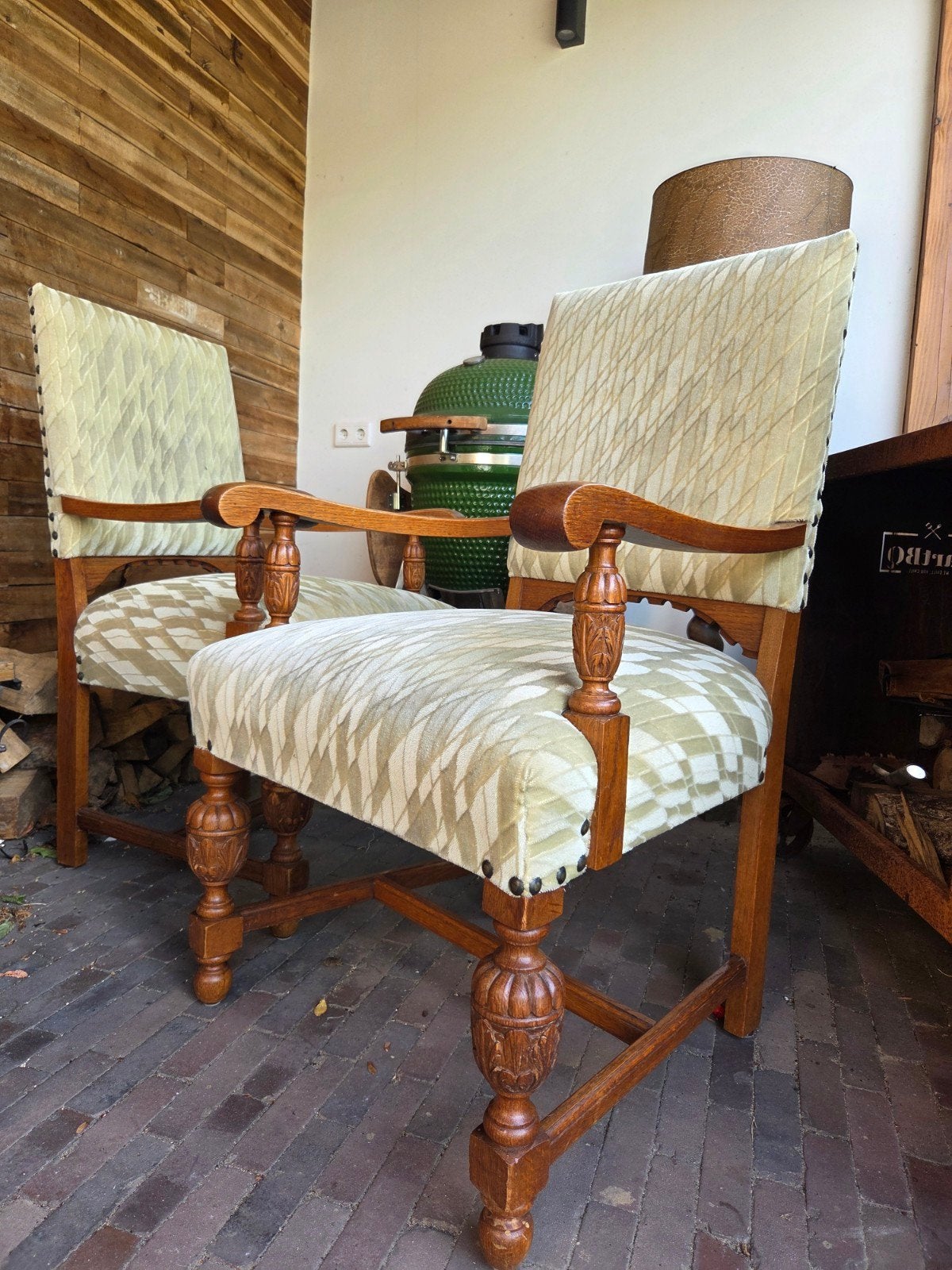 2x Antieke Eikenhouten Fauteuils, Ophalen