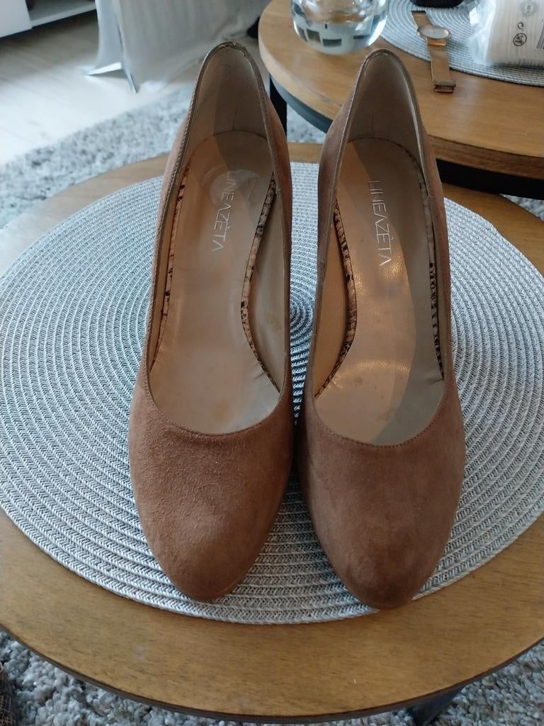 Nieuwe Linea Zeta suède pumps, bruin/beige, maat 38, Ophalen of Verzenden