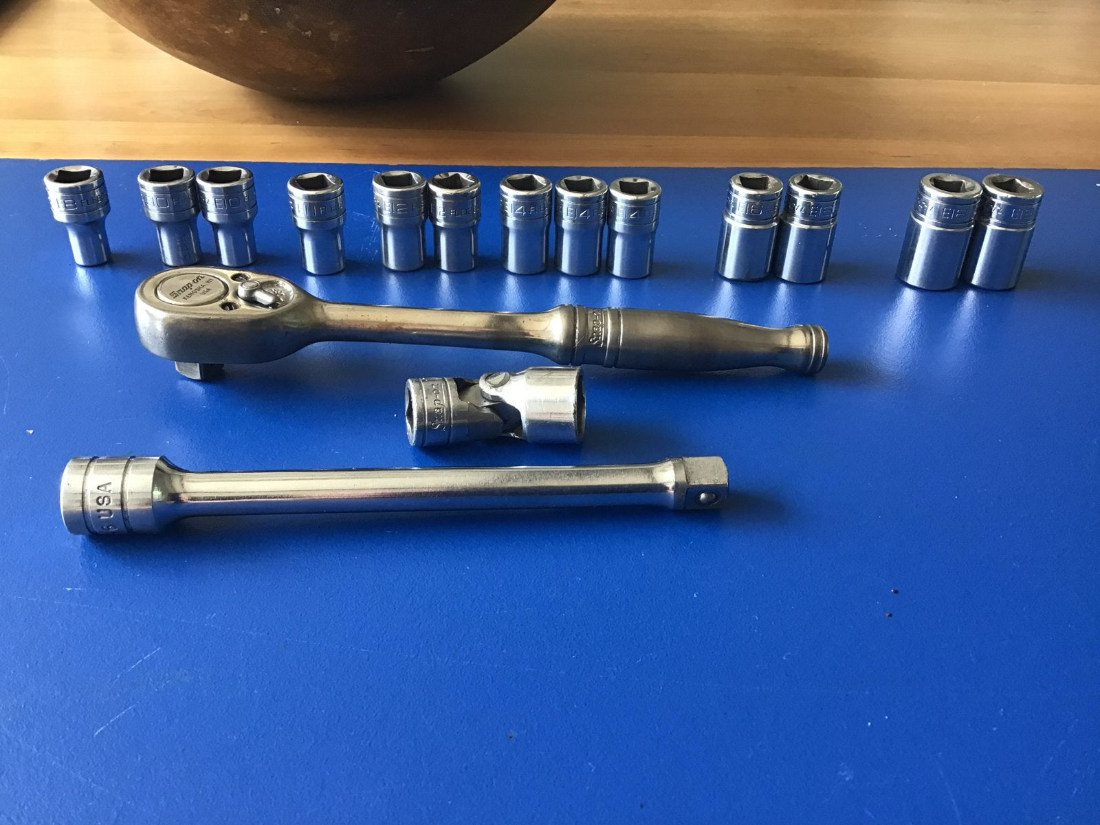 3/8” Snap-on doppenset met ratel en verlengstukken, Auto diversen, Autogereedschap, Ophalen of Verzenden, Gebruikt