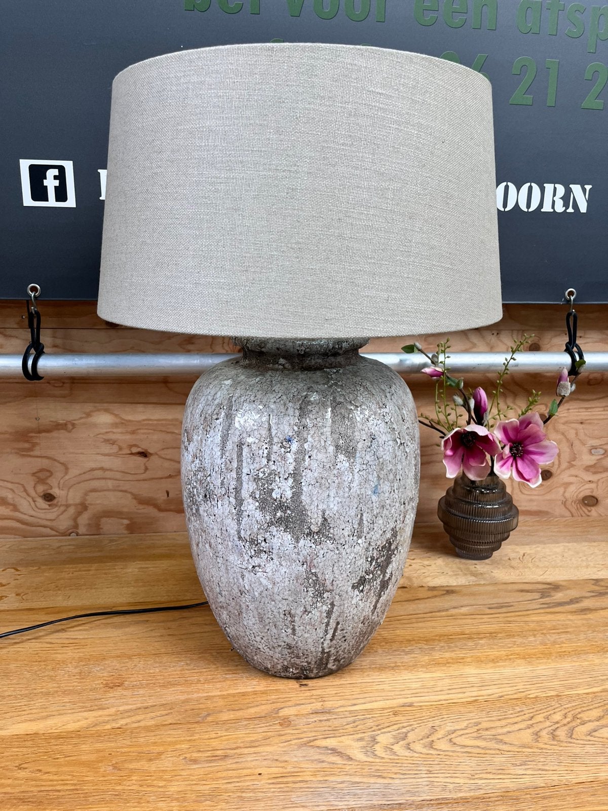 Keramische schemerlamp (74 cm hoog), 74 cm, Xx, Textiel, E14 (klein)
