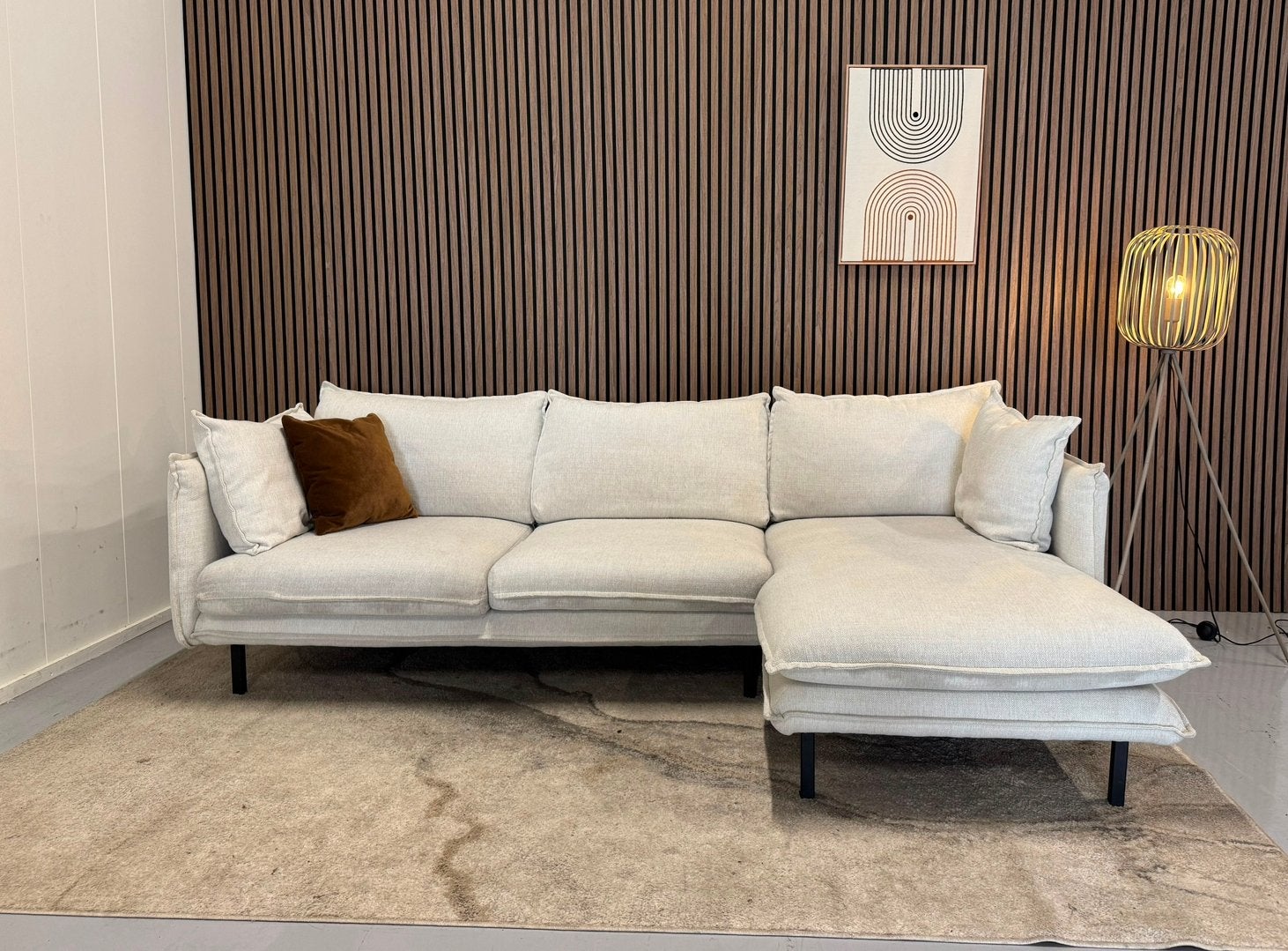 Woood Gayle - Hoekbank - Zandkleur - Beige Zeer Nette Staat, Ophalen of Verzenden, Zo goed als nieuw, 150 cm of meer, Vierpersoons of meer
