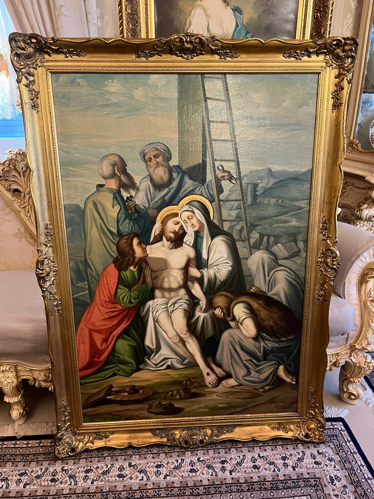 Italiaans school 18 eeuws groot olieverf schilderij, Ophalen