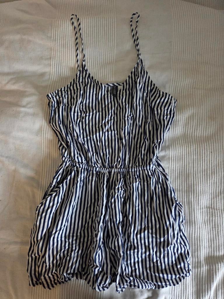 Gestreepte jumpsuit maat 38, Kleding | Dames, Jumpsuits, Maat 38/40 (M), H&M, Blauw, Ophalen of Verzenden