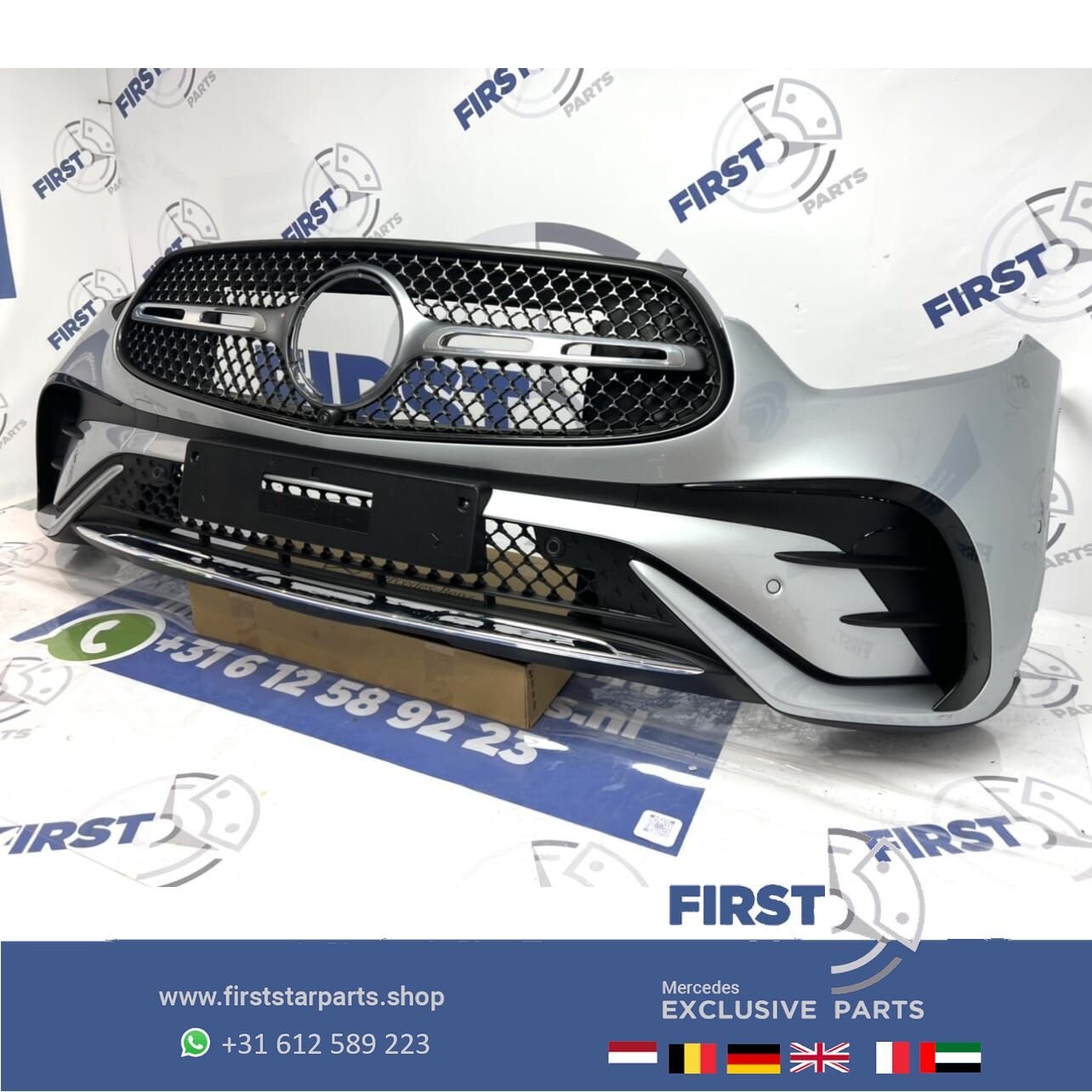 W254 GLC AMG VOORBUMPER ZILVER COMPLEET A2548853101 STARS GR, Gebruikt, -, Voor, Ophalen of Verzenden