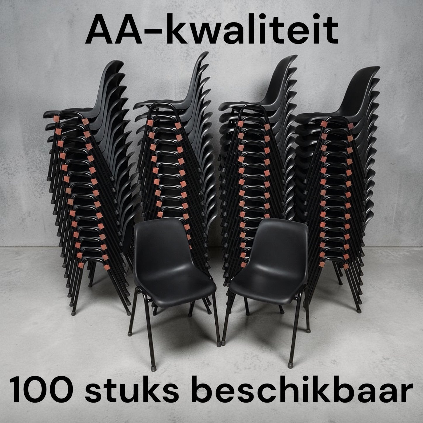 Nieuwe zwarte stapelstoelen stapelbare kuipstoelen kunststof, Ophalen, Zwart, Nieuw, Metaal