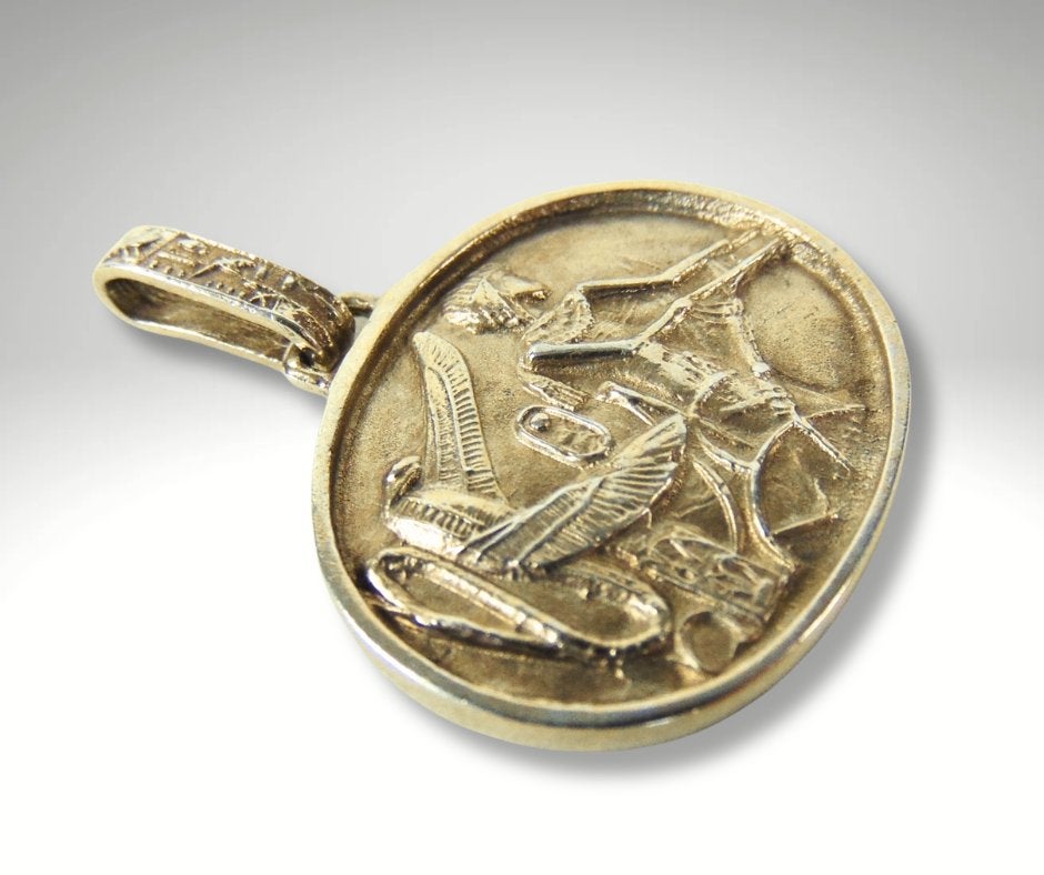Prachtige verguld 925 zilver Deco Egyptische revival hanger!, Overige voorstellingen, Verzenden, Zo goed als nieuw, X