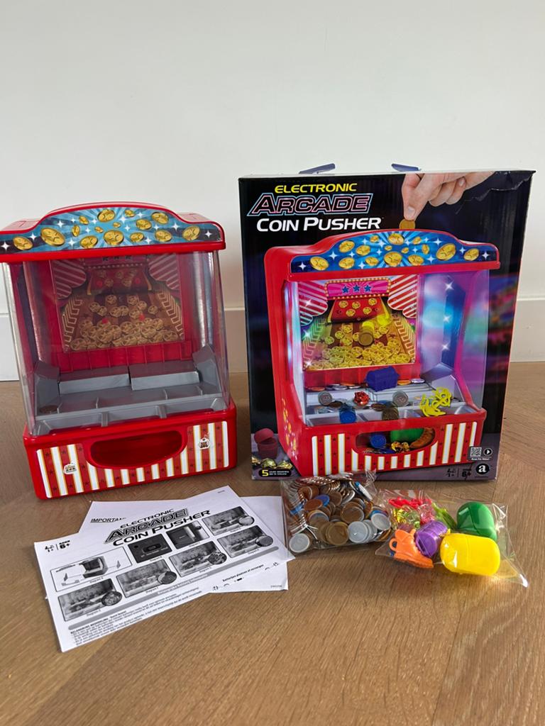 Electronic Arcade muntenschuiver coin pusher speelgoed, -, -, Nieuw, Ophalen of Verzenden