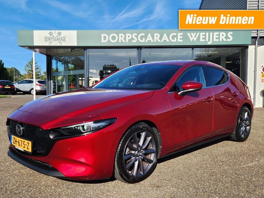 Mazda 3 2.0 Skyactiv G Luxury, Trekhaak, BOSE, Leder, 360 ca, Auto's, Voorwielaandrijving, 1998 cc, Gebruikt, Euro 6