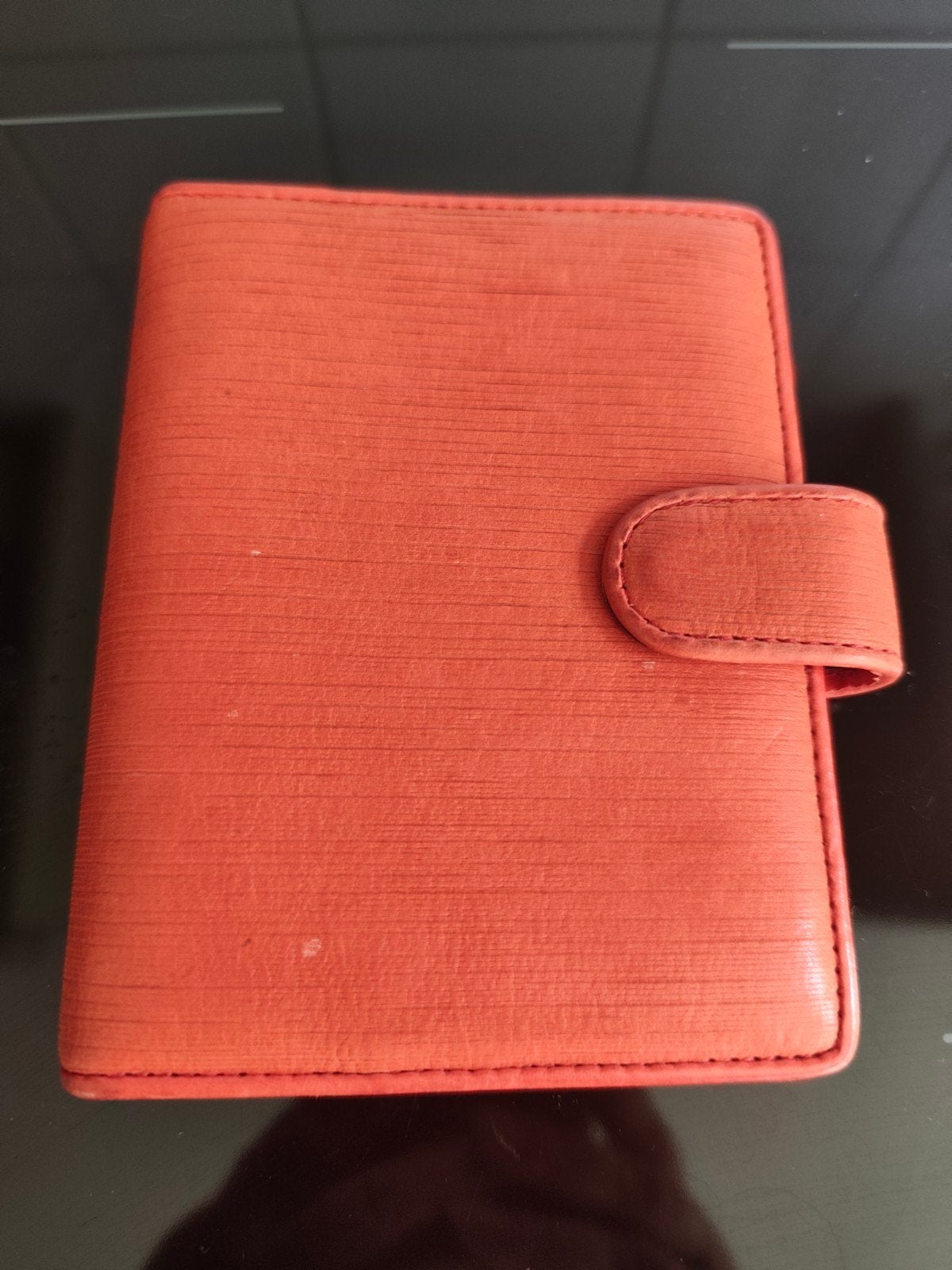 Succes oranje rode leren agendaomslag, Junior, 14x10,5 cm, Diversen, Agenda's, Ophalen of Verzenden, Gebruikt