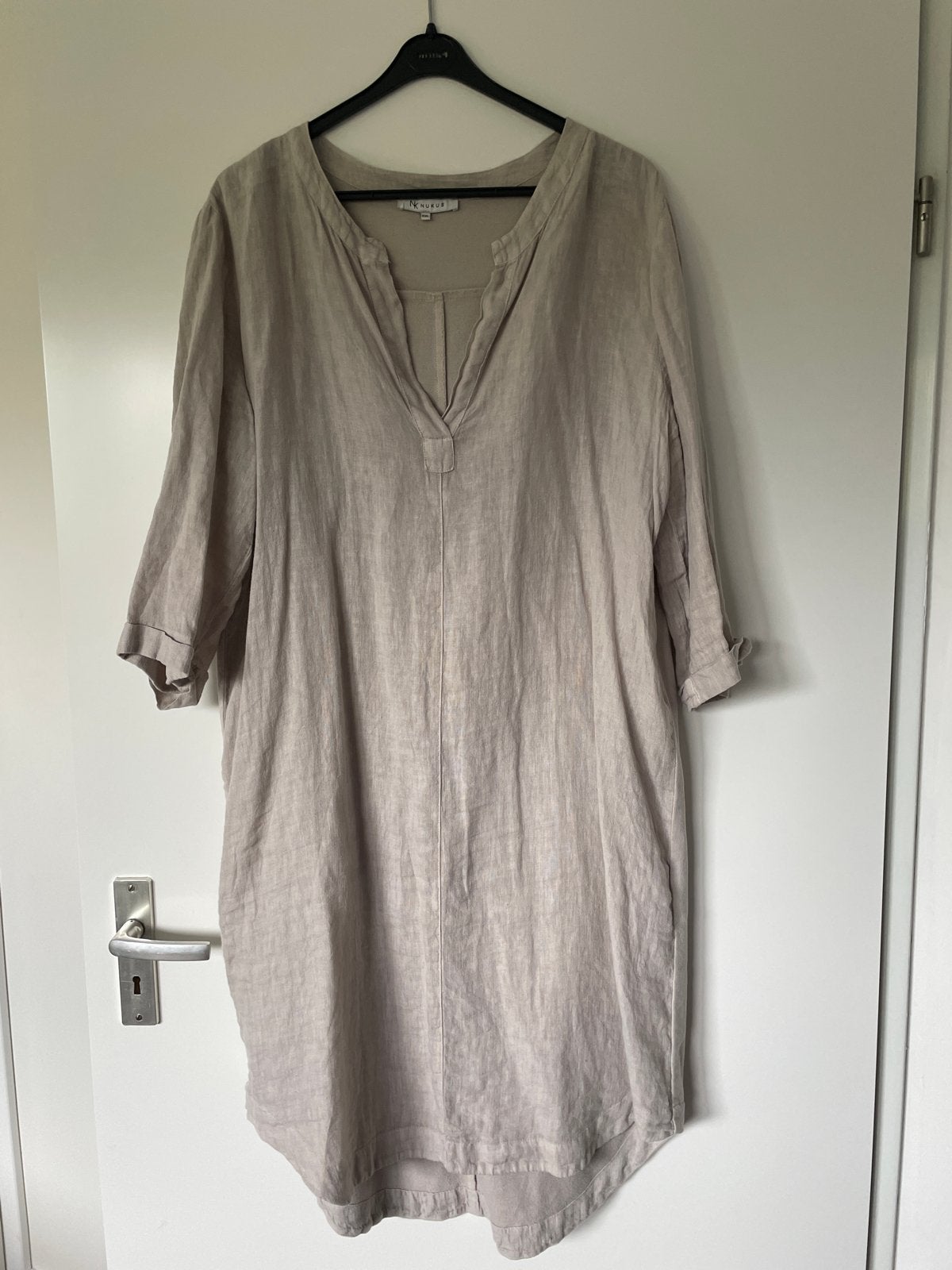 Nukus Kate linnen jurk XXL beige, Beige, Maat 46/48 (XL) of groter, Ophalen of Verzenden, Knielengte