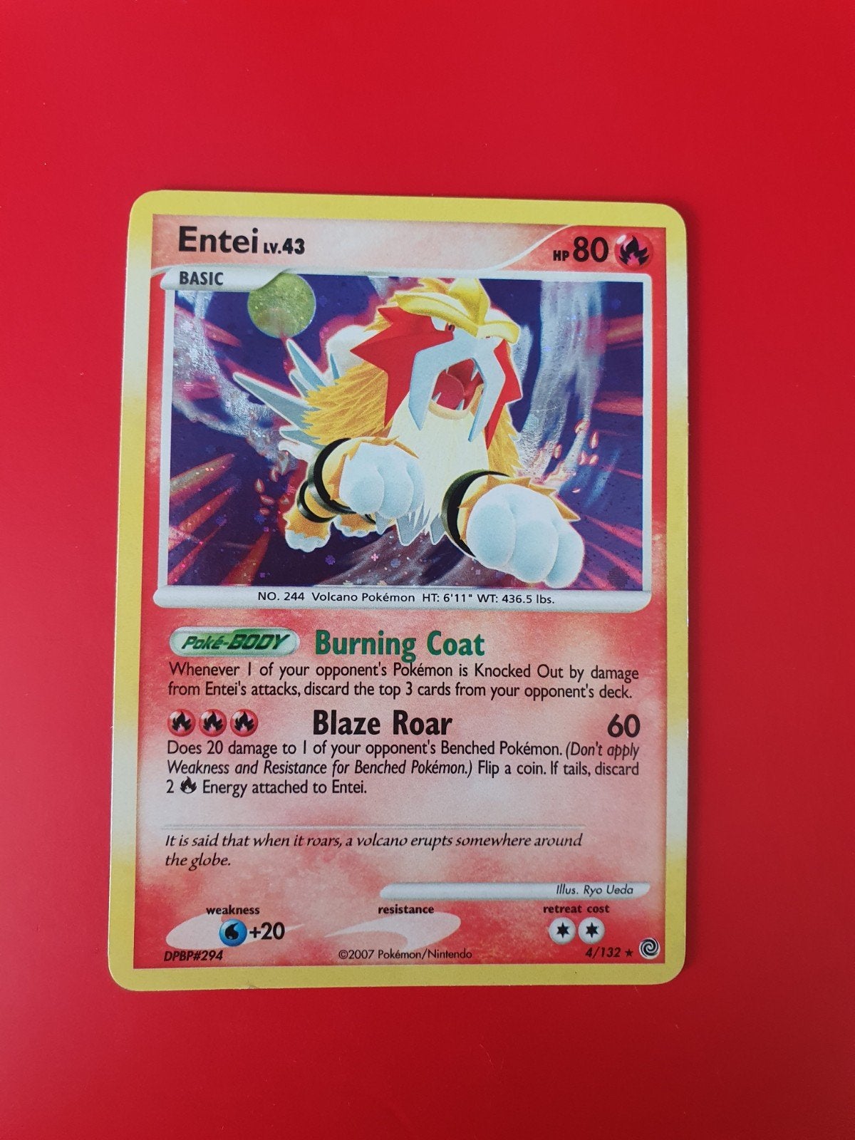Entei 4/132 holo pokemon kaart, Ophalen of Verzenden, Zo goed als nieuw