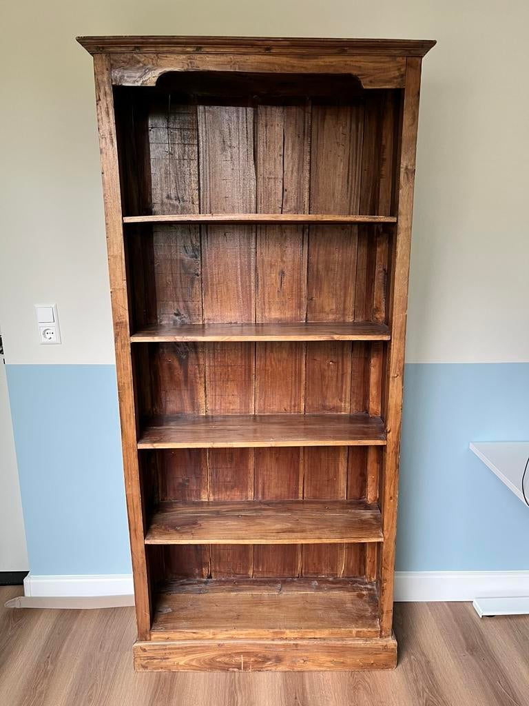 Klassieke ‘vintage’ houten boekenkast, Huis en Inrichting, Ophalen, Met plank(en), Gebruikt, 200 cm of meer