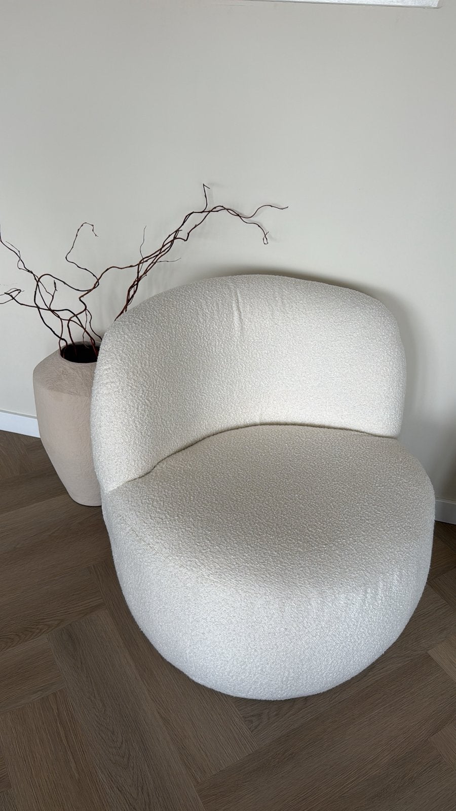 Poef off white, Ophalen, Overige materialen, Eenpersoons, 75 tot 100 cm