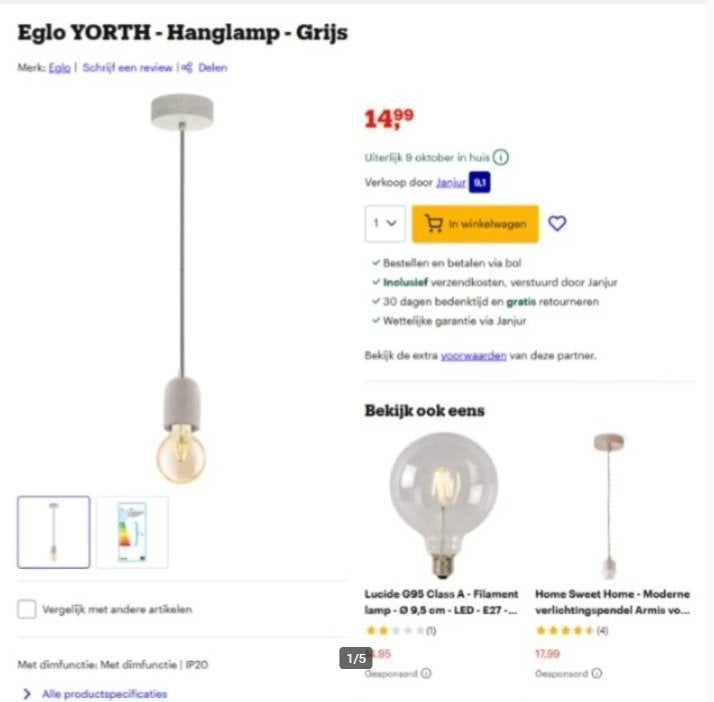 Leuke hanglamp Eglo model YORTH, ., Ophalen of Verzenden, ., Minder dan 50 cm