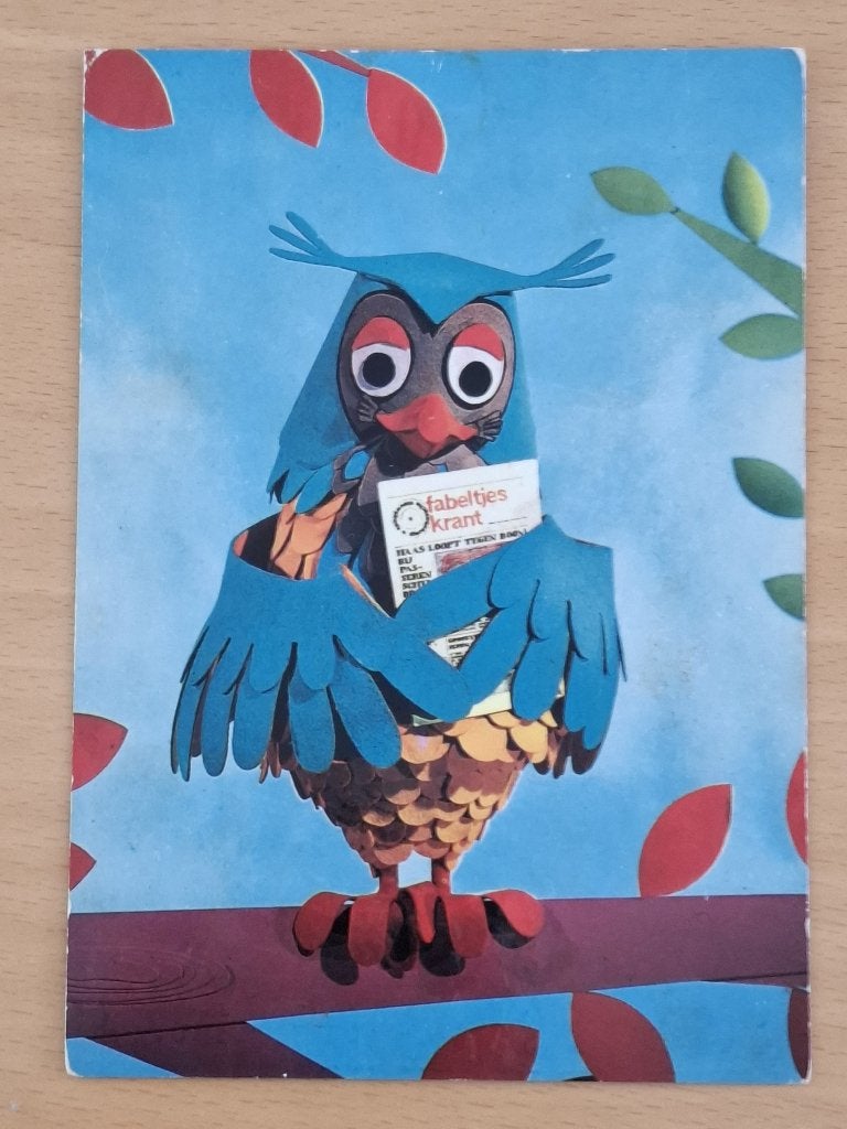 Kaart Fabeltjeskrant - meneer de Uil - uit 1969, Verzenden, Gebruikt, Tv, Foto of Kaart
