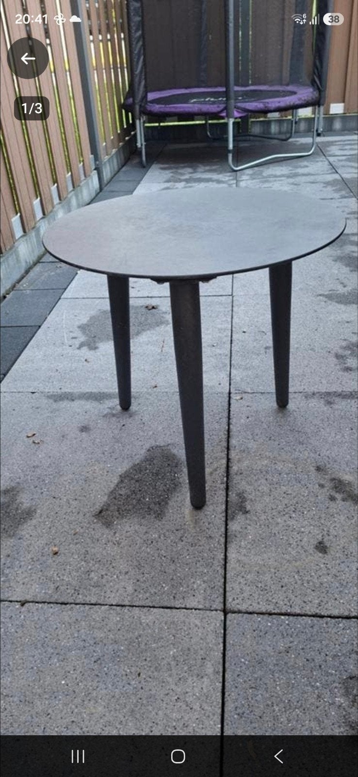 Zwarte ronde bijzettafel/balkontafel - 45x50 cm, Tuin en Terras, Ophalen, Gebruikt, Rond, Metaal