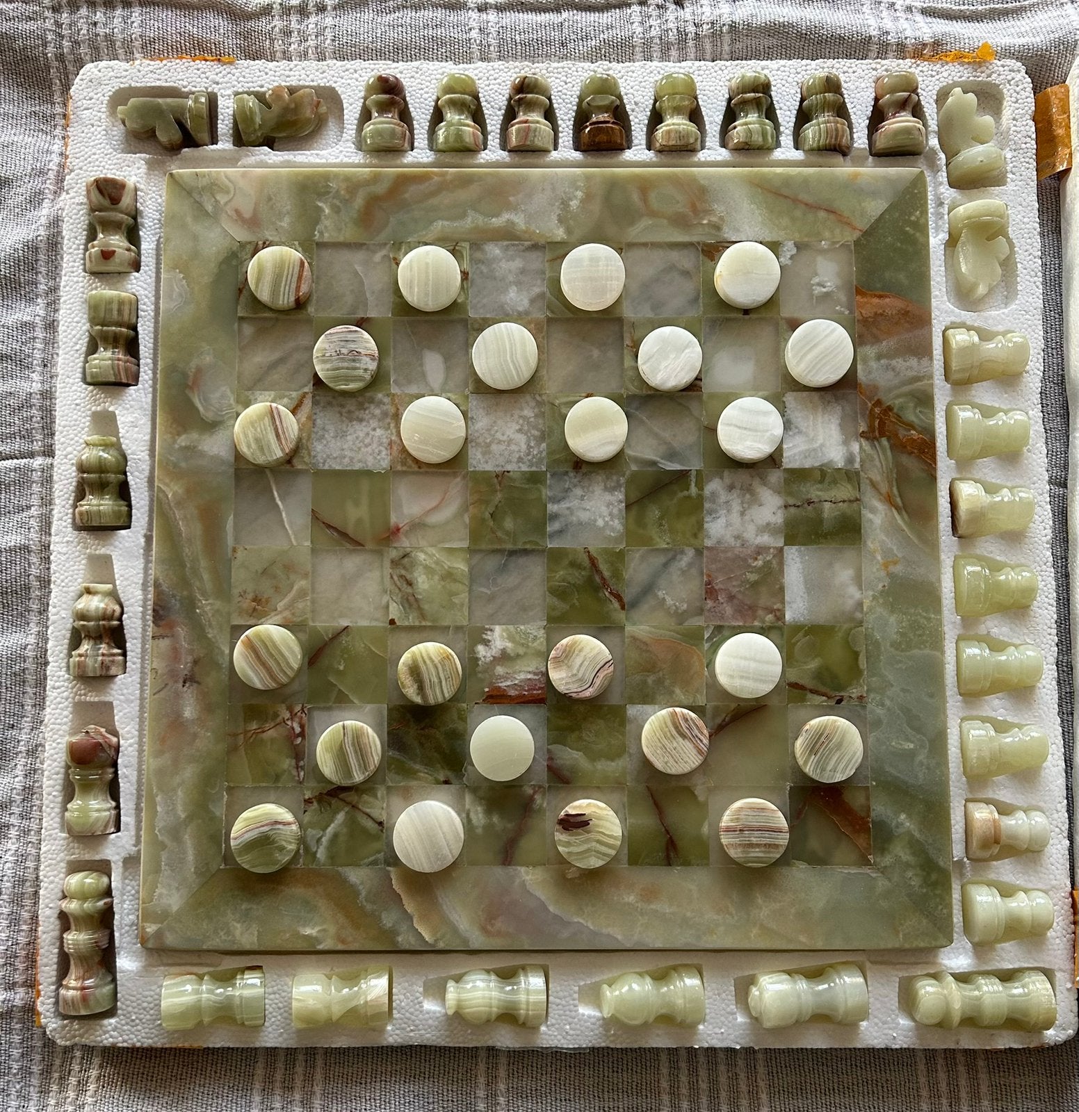 Vintage dam & schaakbord 40x40, Ophalen, Zo goed als nieuw