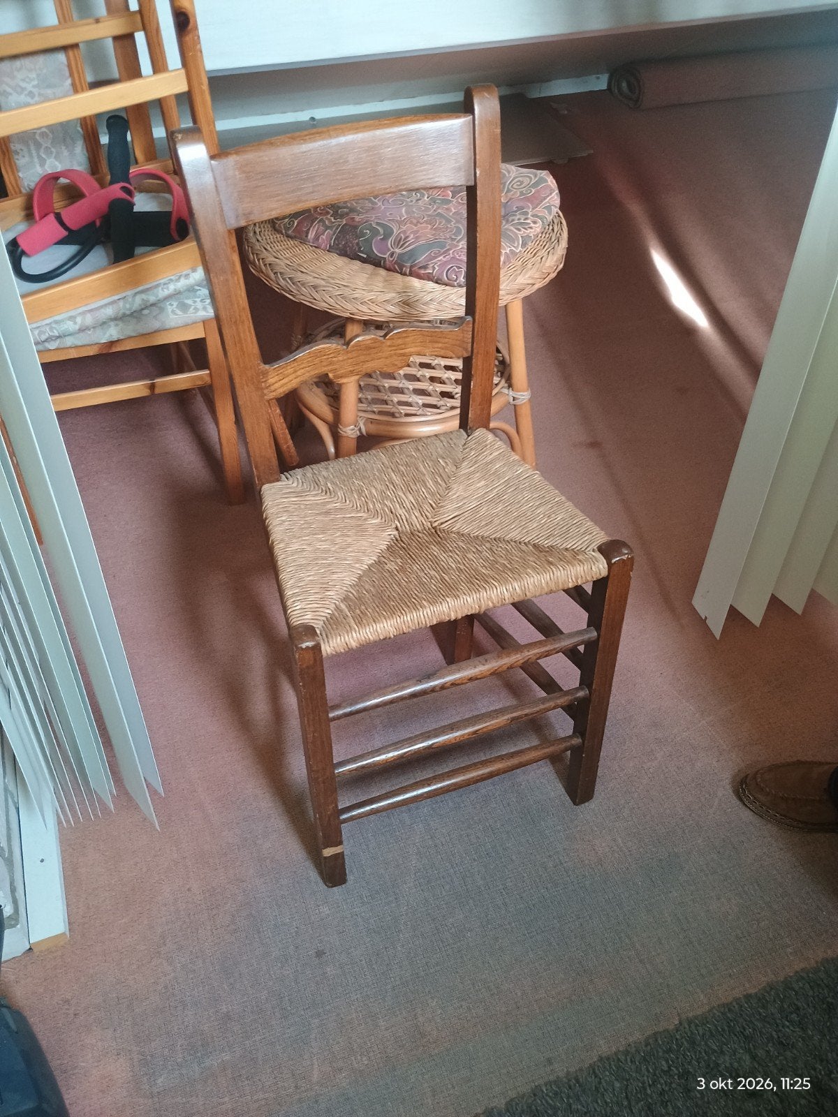 Vintage houten stoel met rieten zitting, Antiek en Kunst, Ophalen