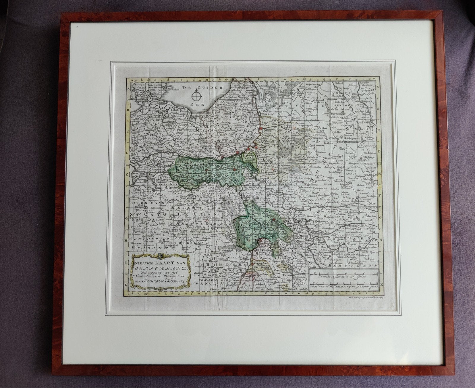 Antieke kaart Gelderland, Overijssel, Utrecht, Holland, Ophalen, Cartografie, 1700 - 1799, Ingelijst