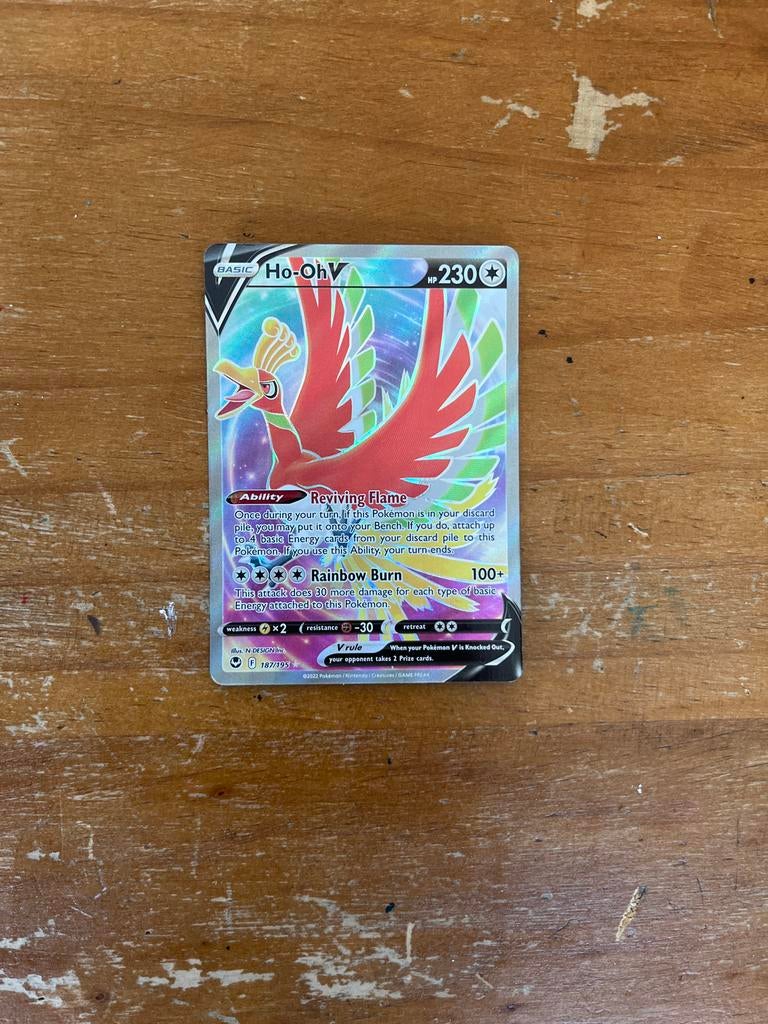 Ho-Oh V Pokémon kaart, Ophalen of Verzenden, Gebruikt, Losse kaart, Foil