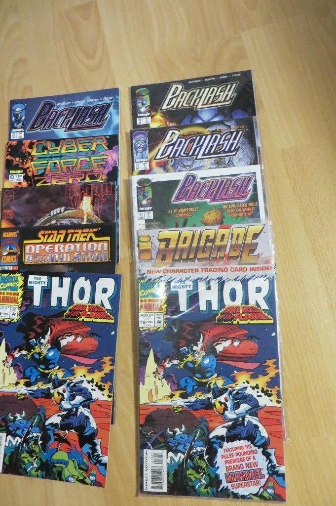 10 oude striptijdschriften, waar onder Thor, Startrek, Blood, Eén stripboek, Ophalen of Verzenden, Zo goed als nieuw, Diversen