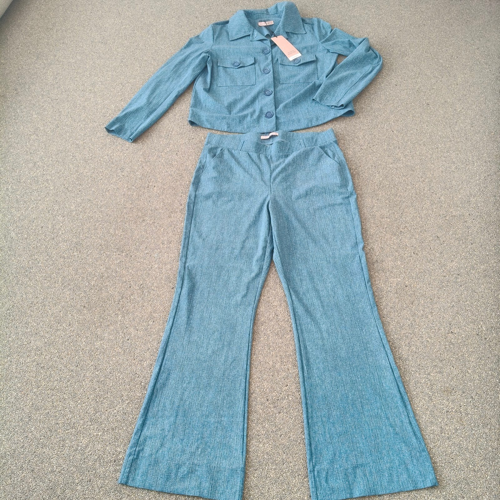 Studio Anneloes Jeans Look Travelstof Set - Blazer & Broek, Studio Anneloes, Maat 46/48 (XL) of groter, Nieuw, Lang