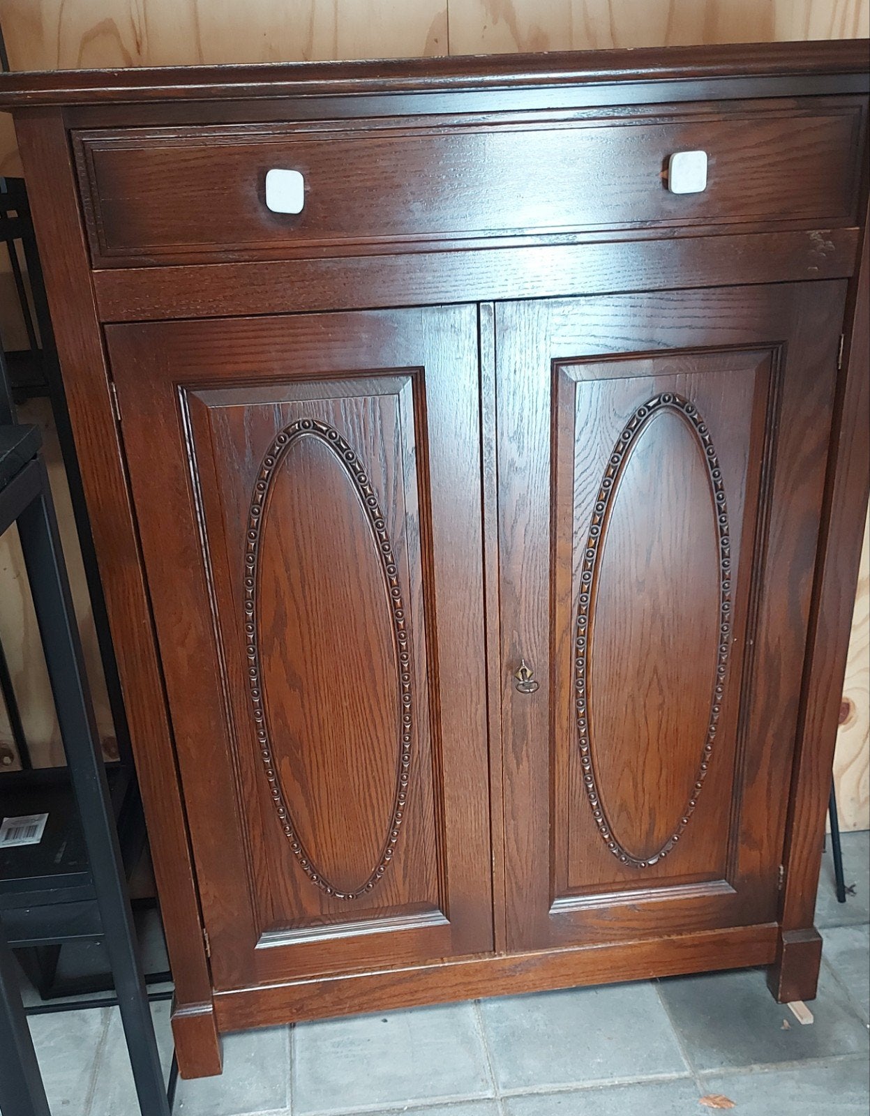 Meidenkast vintage eiken Br106xH130xD40 cm, Ophalen