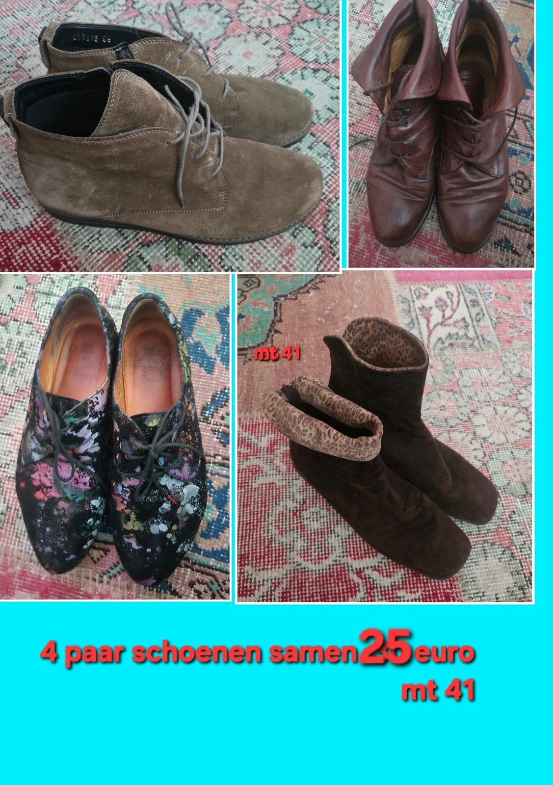 mt 41 set 4 paar lederen schoenen/ laarsjes samen €25, Waldlaufer, Verzenden, Lage of Enkellaarzen, Zo goed als nieuw