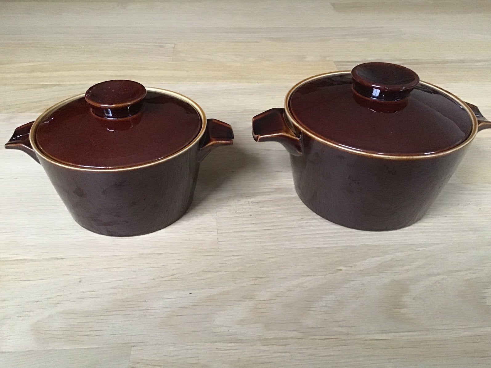 2 x Aardewerken ovenschaal met deksel. Dekschaal / Pan., Ophalen of Verzenden, Zo goed als nieuw, Overige materialen, Koekenpan of Braadpan