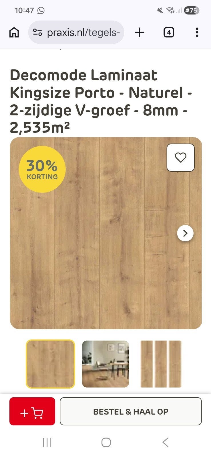 Decomode Laminaat Kingsize Porto Naturel 5m² (50% korting), Ophalen, Bruin, Nieuw, 5 tot 10 m²