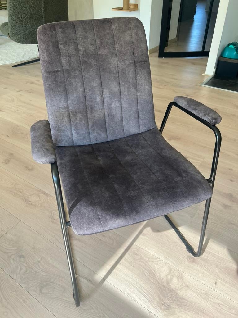 3 x velvet grijs (antraciet) eetstoelen Gigameubel, Ophalen, Gebruikt, Drie, Stof