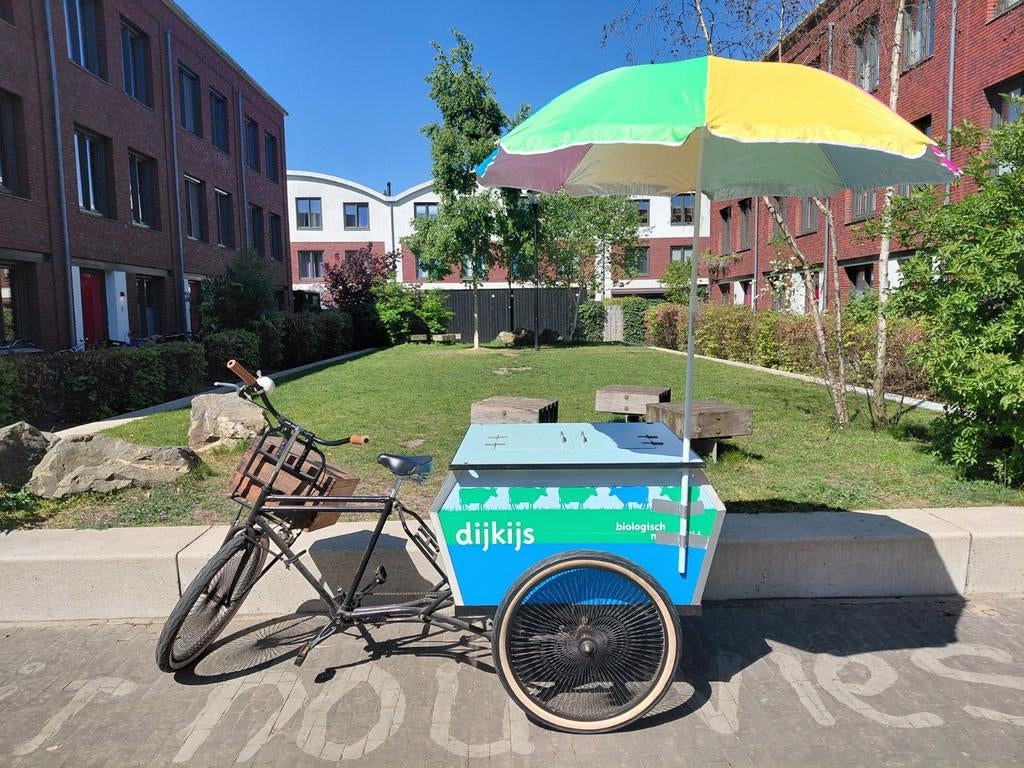 Ijsbakfiets - ijskar - tot 30 liter ijs - geen stroom nodig, Goederen, Velgrem, Zo goed als nieuw, Ophalen