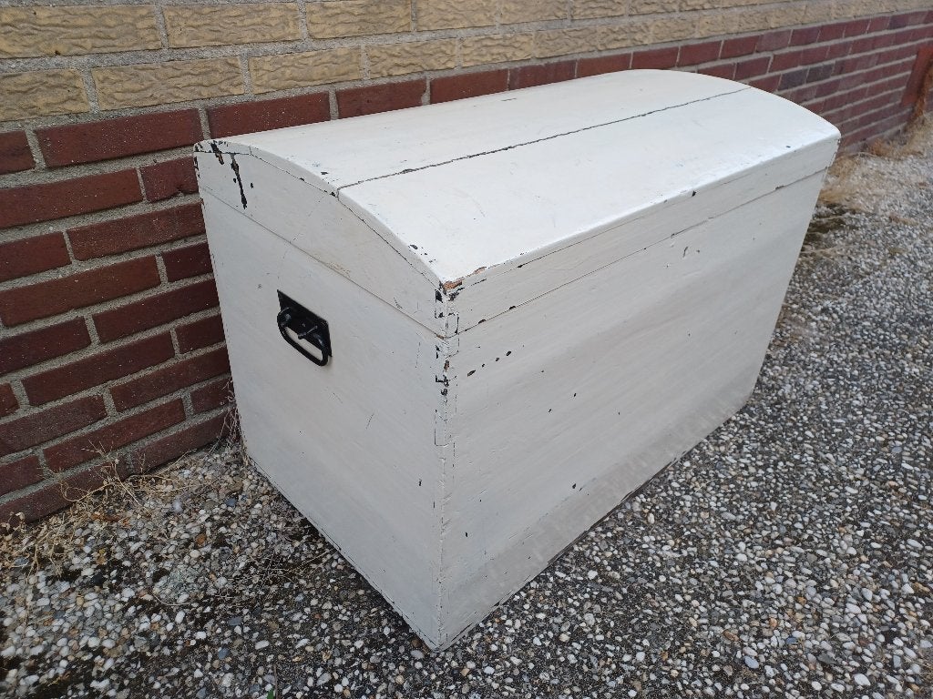 Houten / Witte Kist, Huis en Inrichting, Woonaccessoires | Kisten, Ophalen, 50 – 75, Gebruikt, 50 tot 100 cm